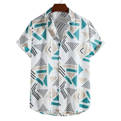 Trendy Hawaiian Summer Shirt - Casual Men's Fashion Lapel Print Short Sleeve Top