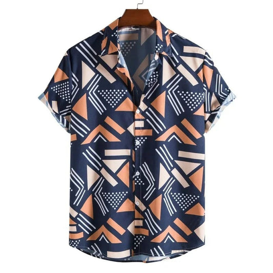 Trendy Hawaiian Summer Shirt - Casual Men's Fashion Lapel Print Short Sleeve Top