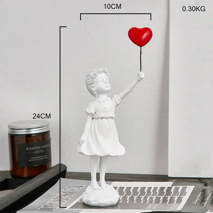 White-A Flying Balloon Girl Statue Sculptures and Figurines Living Room Decor Home Decoration and Table Accessories Desk Accessories2023