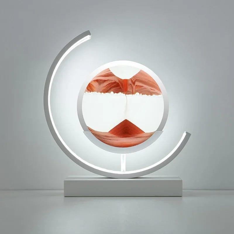 White Moon-Red / Remote control Quicksand Glow: LED Hourglass Art Table Lamp - Unique Decorative Sand Painting Night Light for Bedroom and Home Décor