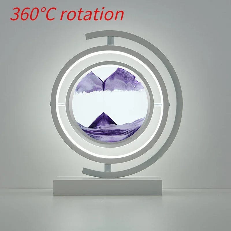 White spin-Purple / Remote control LED quicksand painting hourglass art unique decorative sand painting night light bedroom decoration glass hourglass table lamp