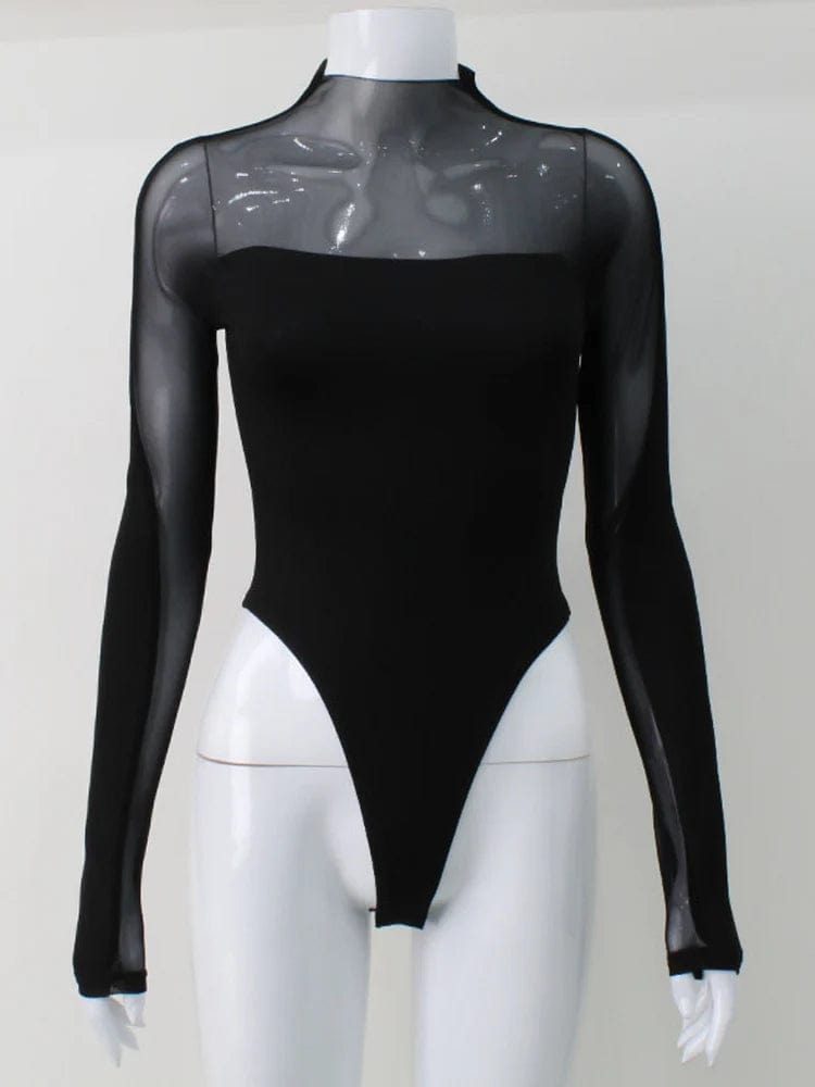 Women's Mesh Bodysuit Long Sleeve Seductive Bodycon