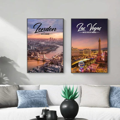 World Famous Cities Canvas Artwork Prints London Paris New York Amsterdam Rome Landscapes